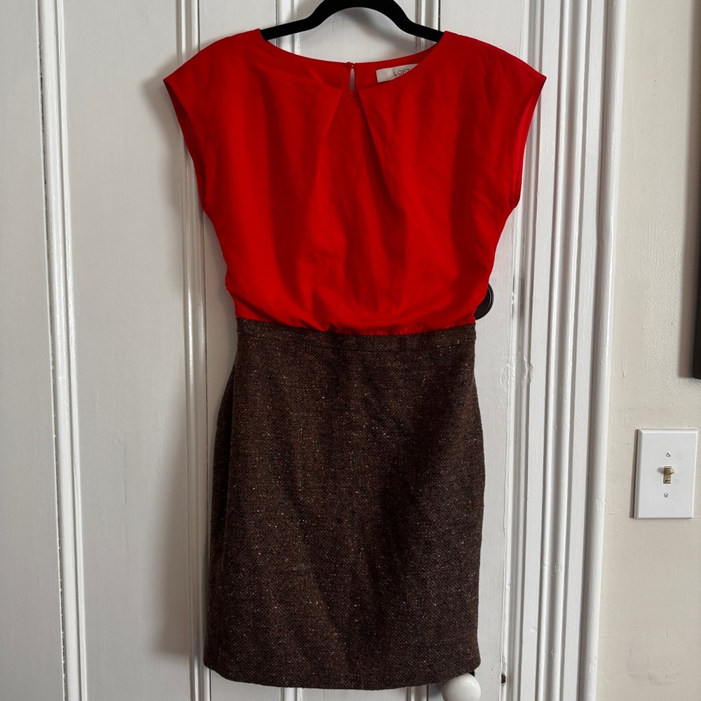 LOFT Vibrant Orange and‎ Tweed Dress